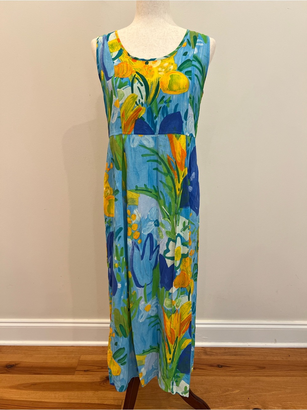 Jams World Dress Womens Extra Small Wonderland Floral Sleeveless Scoop Tank Midi